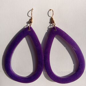 CLEARANCE  Purple teardrop resin earrings